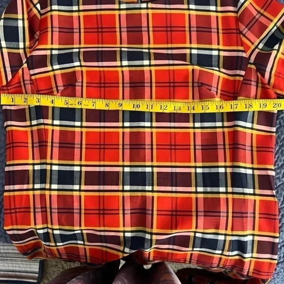 Cat Artley Red Yellow & Blue Plaid Mod Era Vintage 60s Dress Drop Waist size XL - Picture 5 of 6